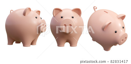 Cartoon style cute piggy bank isolated on white background 3d render Cartoon style cute piggy bank isolated on white background 3d render 82831417