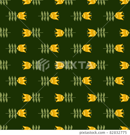 Doodle flower folk art seamless pattern on... - Stock Illustration ...