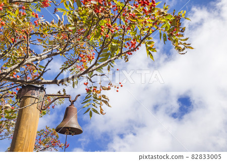 A bell installed in the open space on the mountain A bell installed in the open space on the mountain 82833005