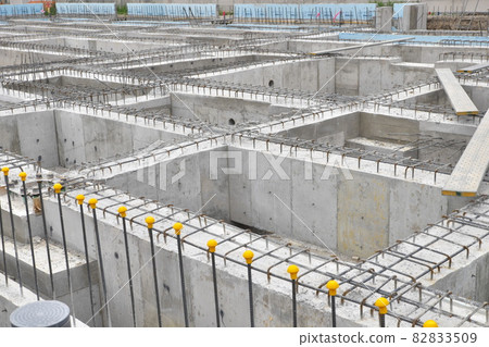 Construction site of foundation work 82833509