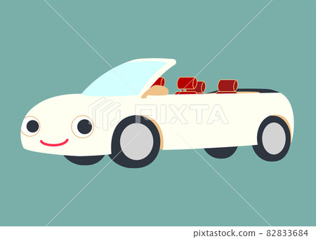 Illustration of a smiling white convertible Illustration of a smiling white convertible 82833684