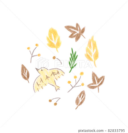 鳥類和落葉的插圖 鳥類和落葉的插圖 82833795