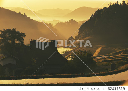 Rice terrace taken in early morning in Nagaya Osaka prefecture Nose-cho Rice terrace taken in early morning in Nagaya Osaka prefecture Nose-cho 82833819