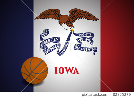 Iowa US flag with basketball ball, vector 82835279