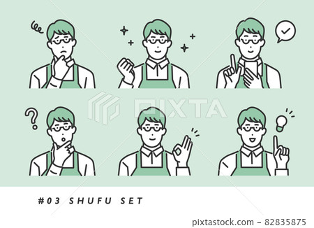 Image illustration material of the husband's man who takes various facial expressions and poses ・ Simple touch Image illustration material of the husband's man who takes various facial expressions and poses ・ Simple touch 82835875