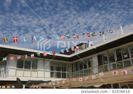 Blue sky of athletic meet, national flags Blue sky of athletic meet, national flags 82836618