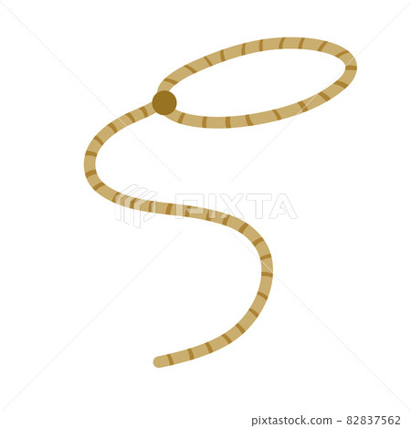 Lasso. Rope for catching animals. Brown rustic cord. Cartoon flat illustration isolated on white. Element of cowboy and wild West. Long loop Lasso. Rope for catching animals. Brown rustic cord. Cartoon flat illustration isolated on white. Element of cowboy and wild West. Long loop 82837562