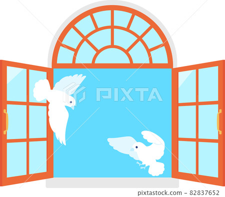 A little bird flying down an open window 82837652