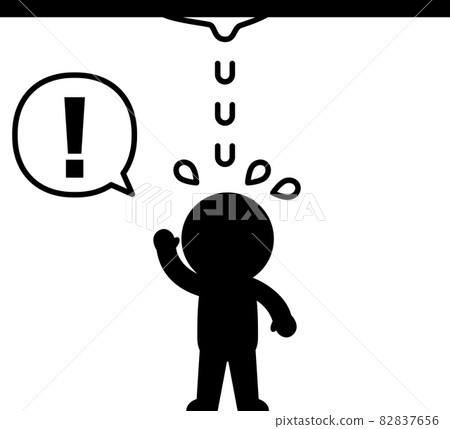 A person surprised by a water leak from the ceiling 82837656