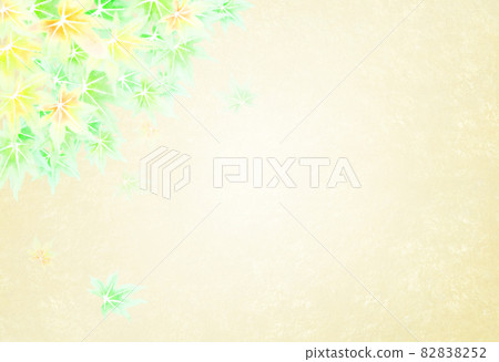 Background material with watercolor yellow-green and yellow maple falling from the branches against the background of gold leaf 82838252