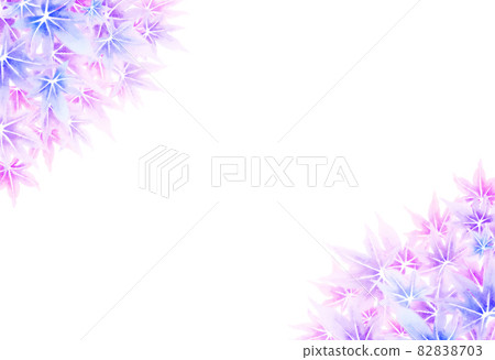 Background frame material with flower-like watercolor reddish purple and bluish purple maple colors diagonally up, down, left and right 82838703