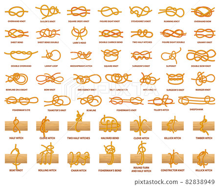 All Types of Knots Demonstrated with Strong Rope 82838949