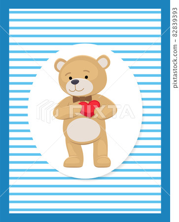 Adorable Teddy Gently Holds Heart on Chest Bear 82839393