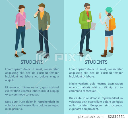 Students Cartoon Characters Posters with Man Woman Students Cartoon Characters Posters with Man Woman 82839551