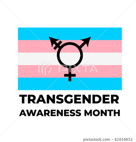 Transgender Awareness Month lettering with Transgender Pride Flag. LGBT community event in November. Vector template for banners, signs, logo design, card, etc 82839652