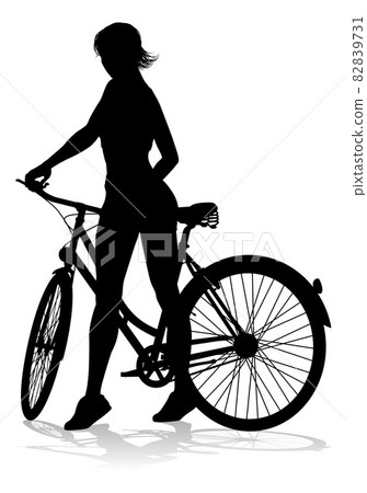 Woman Bike Cyclist Riding Bicycle Silhouette Woman Bike Cyclist Riding Bicycle Silhouette 82839731