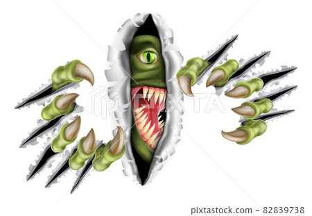 Monster With Talon Claw Tearing A Rip Through Wall Monster With Talon Claw Tearing A Rip Through Wall 82839738
