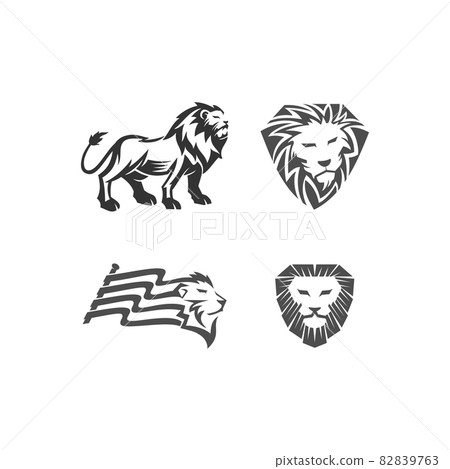 Lion illustration emblem mascot design Template Set 82839763