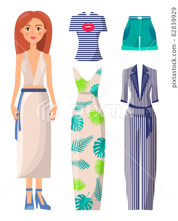 Woman and Clothes Collection Vector Illustration Woman and Clothes Collection Vector Illustration 82839929
