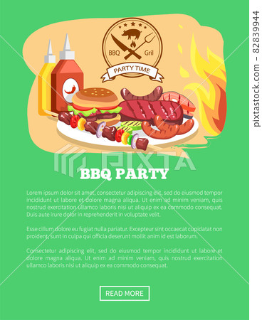 BBQ Party Website and Button Vector Illustration BBQ Party Website and Button Vector Illustration 82839944