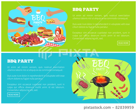 BBQ Party Web Sites with Text Vector Illustration BBQ Party Web Sites with Text Vector Illustration 82839959