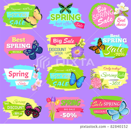 Discount Spring Collection Vector Illustration Discount Spring Collection Vector Illustration 82840152