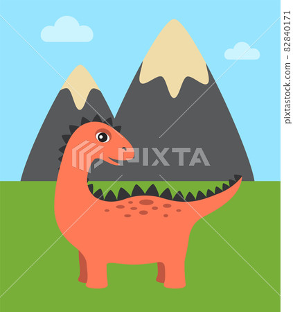 Dinosaur and Wild Nature Vector Illustration 82840171
