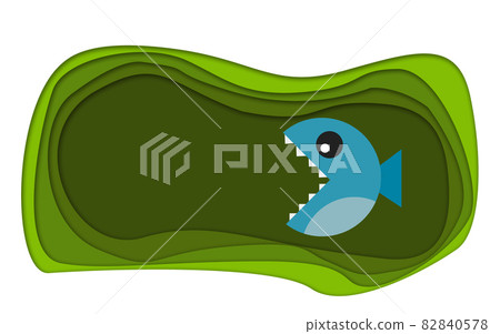 Blue fish with green background Blue fish with green background 82840578