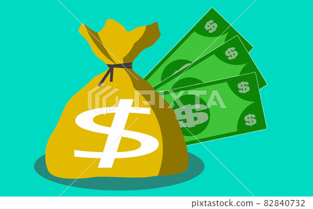 Money bag with bills dollars 82840732