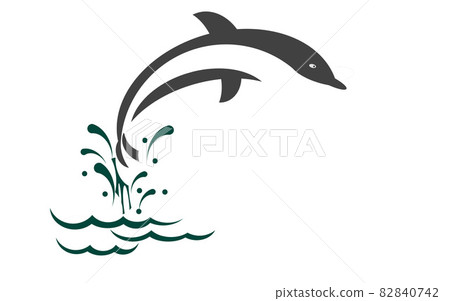 Illustration of dolphin jumping on the wave 82840742
