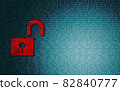Red padlock unlock with digital screen 82840777