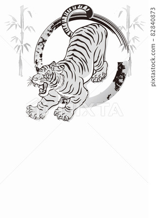 新年2022虎年虎年賀年卡sumi-e水墨畫框模板背景圖黑白 新年2022虎年虎年賀年卡sumi-e水墨畫框模板背景圖黑白 82840873