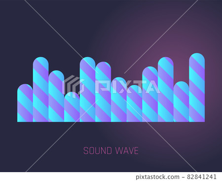 Color sound wave. Audio digital equalizer technology, musical pulse vector Illustration. Voice line waveform or volume level symbol. Curve radio wave 82841241