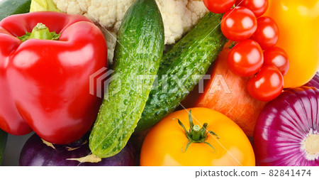 various vegetables. Colorful background. Wide photo. various vegetables. Colorful background. Wide photo. 82841474