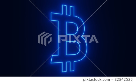 Bitcoin symbol as neon sign, 3D rendering 82842523