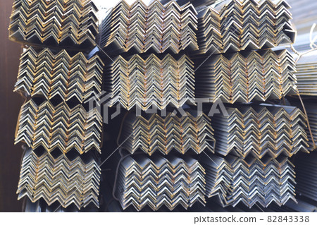 Metal profile angle in packs at the warehouse of metal products 82843338