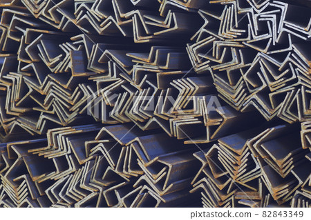 Metal profile angle in packs at the warehouse of metal products 82843349