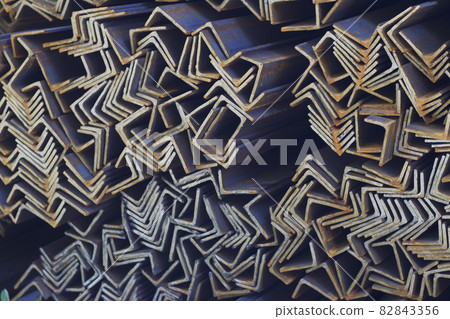 Metal profile angle in packs at the warehouse of metal products 82843356