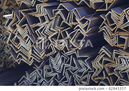 Metal profile angle in packs at the warehouse of metal products 82843357