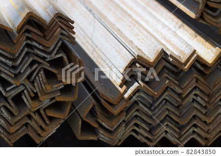 Metal profile angle in packs at the warehouse of metal products 82843850