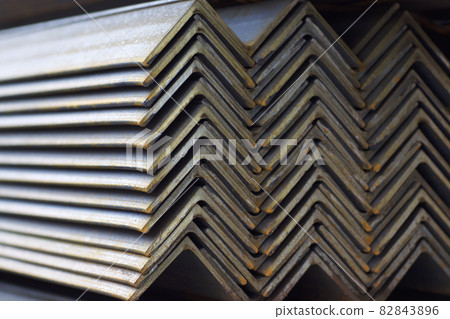 Metal profile angle in packs at the warehouse of metal products 82843896