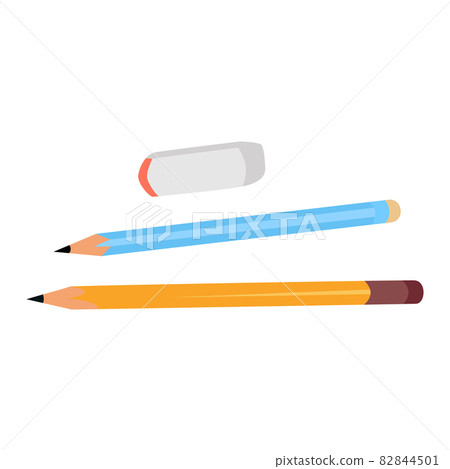 Two pencils and eraser flat vector , design illustration Two pencils and eraser flat vector , design illustration 82844501