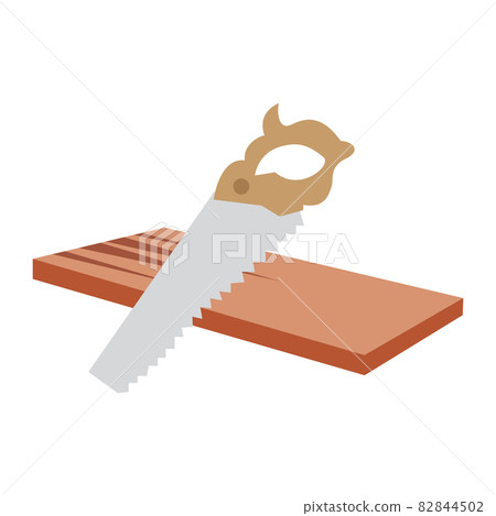 Hacksaw cutting wood vector illustration, flat design Hacksaw cutting wood vector illustration, flat design 82844502