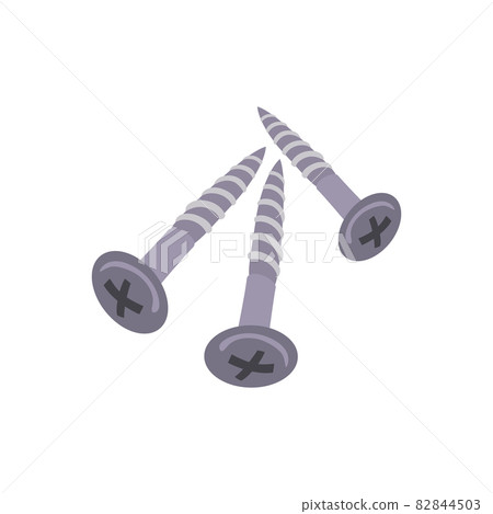 three upright metal threaded screws flat head vector drawing three upright metal threaded screws flat head vector drawing 82844503