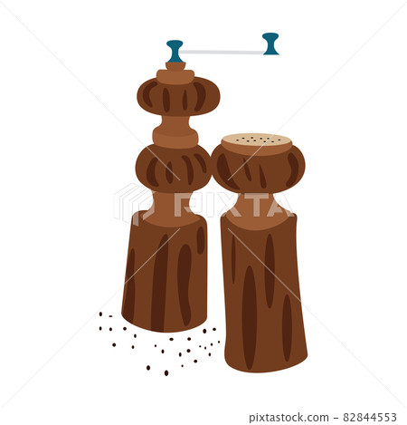 Wooden pepper and salt grinder vector illustration Wooden pepper and salt grinder vector illustration 82844553