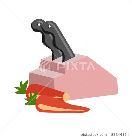 two knives pink container and two chilies, flat design illustration two knives pink container and two chilies, flat design illustration 82844554