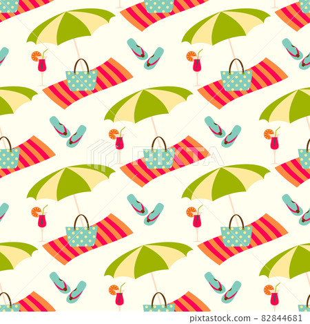 Summer beach seamless vector pattern with sun...-插圖素材 [82844681] - PIXTA圖庫