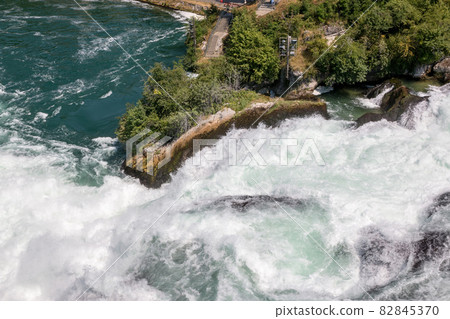 View from castle Laufen on Rhine Falls is the largest waterfall in Schaffhaus View from castle Laufen on Rhine Falls is the largest waterfall in Schaffhaus 82845370