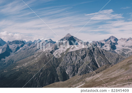 Closeup view mountains scenes in national park Dombai, Caucasus, Russia Closeup view mountains scenes in national park Dombai, Caucasus, Russia 82845409