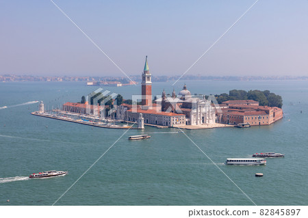 Panoramic view of San Giorgio Maggiore Island from St. Mark's Campanile Panoramic view of San Giorgio Maggiore Island from St. Mark's Campanile 82845897